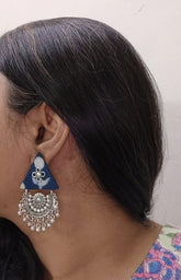 Daisy Indigo Fabric Earrings