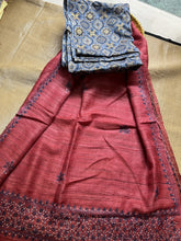 Kashmir Sozni Embroidery Red Tussar Silk Dupatta