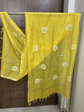 Lucknowi Chikankari Yellow Kota Silk Dupatta