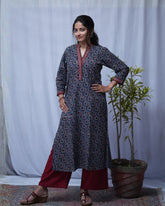 Dipa Ajrakh Cotton Blue Straight Kurta