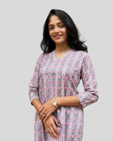 Girija Purple Cotton Short Top Kurti