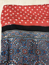 bandhani ajrakh pink and black modal silk dupatta