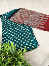 Bandhani Ajrakh Green and Red Modal Silk Dupatta