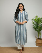Jyothi Blue Cotton Straight Kurta