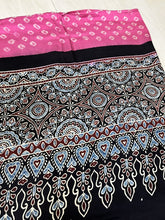 Bandhani Ajrakh Pink and Black Modal Silk Dupatta