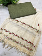 Lucknowi Chikankari Cream Chanderi Silk Dupatta