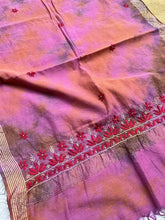 Lucknowi Chikankari Tie-Dye Pink Chanderi Silk Dupatta