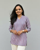 Girija Pink Cotton Short Top Kurti