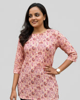 Uma Pink Cotton Short Top Kurti