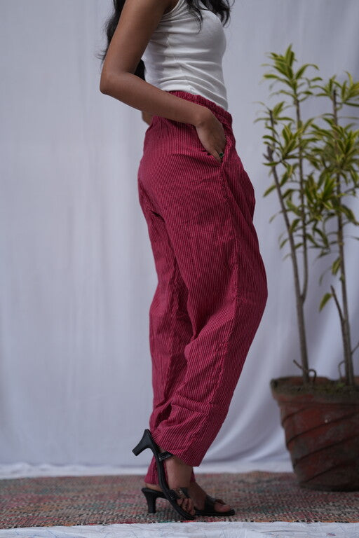 Katha Maroon Relaxed Pants