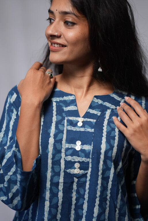 Bhumi Indigo Cotton Straight Kurta