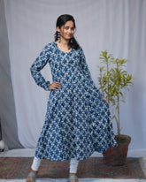Krina Indigo Cotton Chudi Sleeves Kali Kurta