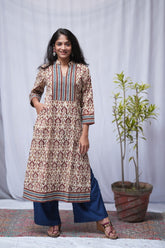 Saanvi Bagru Cotton Straight Kurta