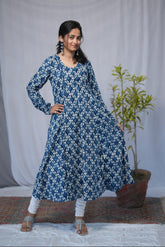 Krina Indigo Cotton Chudi Sleeves Kali Kurta