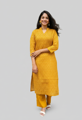 Charvi Yellow Cotton Coord Set