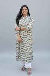 Saina Cotton Yellow Straight Kurta