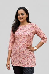 Uma Pink Cotton Short Top Kurti