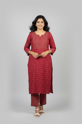 Geet Red Cotton Coord Set