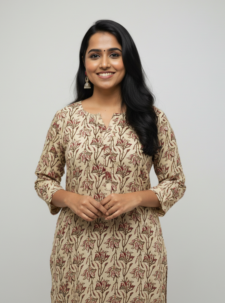 Trisha Maroon Cotton Straight Kurta