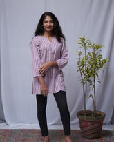 Priti Purple Cotton Straight Short Top Kurti