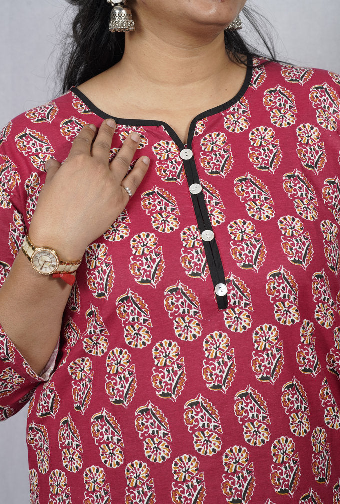 Anika Cotton Red Straight Kurta elegant ethnic wear for women, available for online shopping