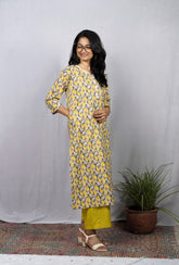 Kusum Cotton Yellow Straight Kurta