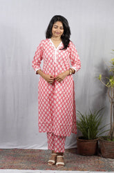 Padma Peach Cotton Coord Set