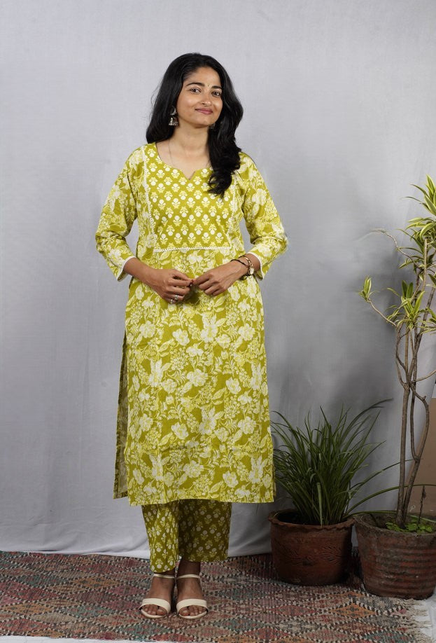 Dhani Green Cotton Coord Set