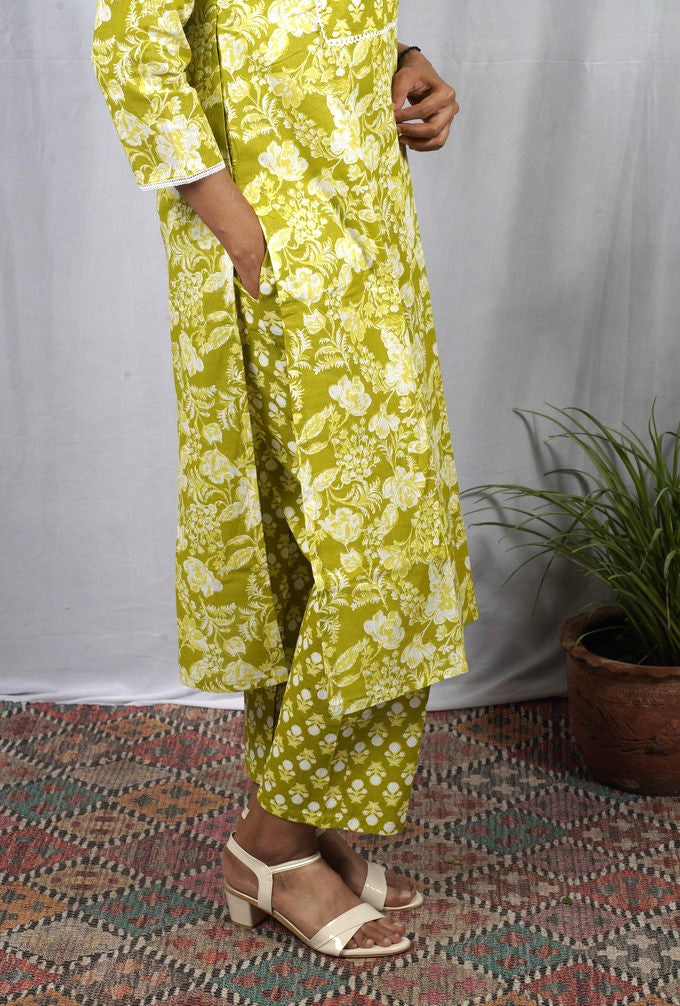 Dhani Green Cotton Coord Set