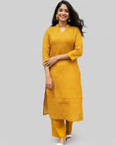Charvi Yellow Cotton Coord Set