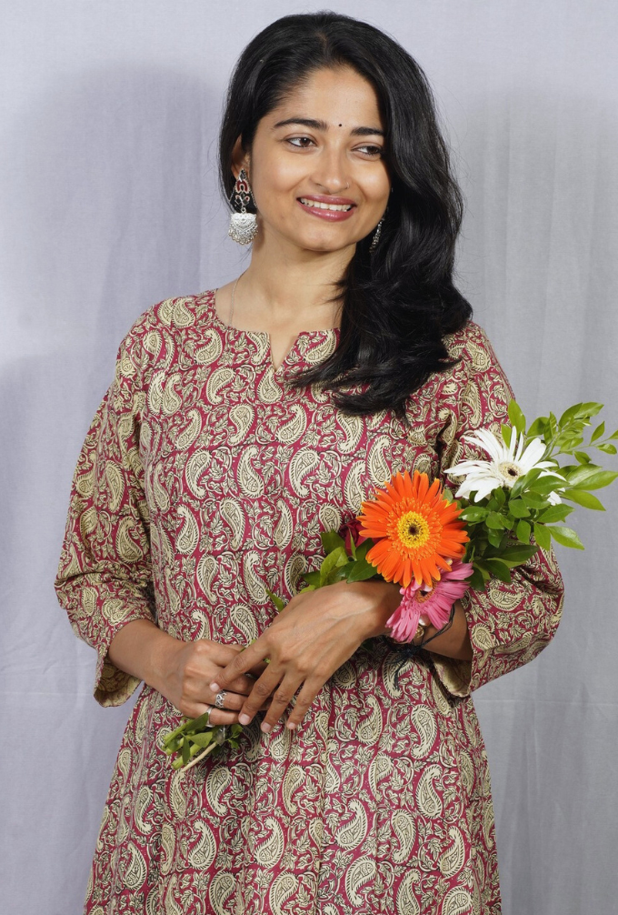 Rishvi Pink Cotton Kali Kurta elegant ethnic wear for women, available for online shopping