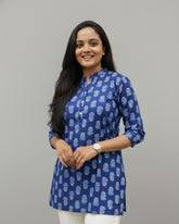 Sakti Blue Cotton Short Top Kurti