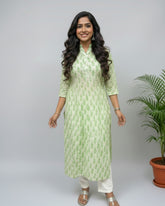 Jyothi Green Cotton Straight Kurta