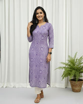 Jyothi Purple Cotton Straight Kurta