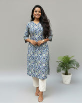 Gayatri Blue Cotton Straight Kurta