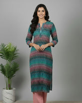 Kriti Blue Ikkat Cotton Straight Kurta