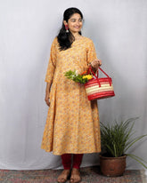 Ruhi Yellow Cotton Kali Kurta