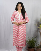 Padma Peach Cotton Coord Set