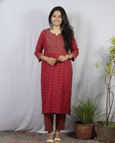 Geet Red Cotton Coord Set