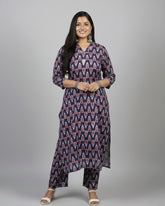 Krina Blue Cotton Coord Set