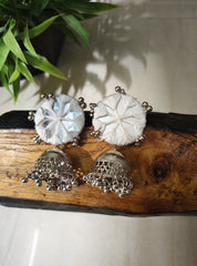 Mia White Mirror Work Earrings