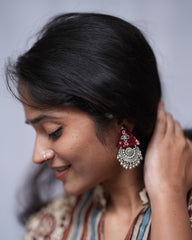 Saanvi Red Bagru Cotton Straight Kurta