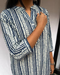 Jyothi Blue Cotton Straight Kurta