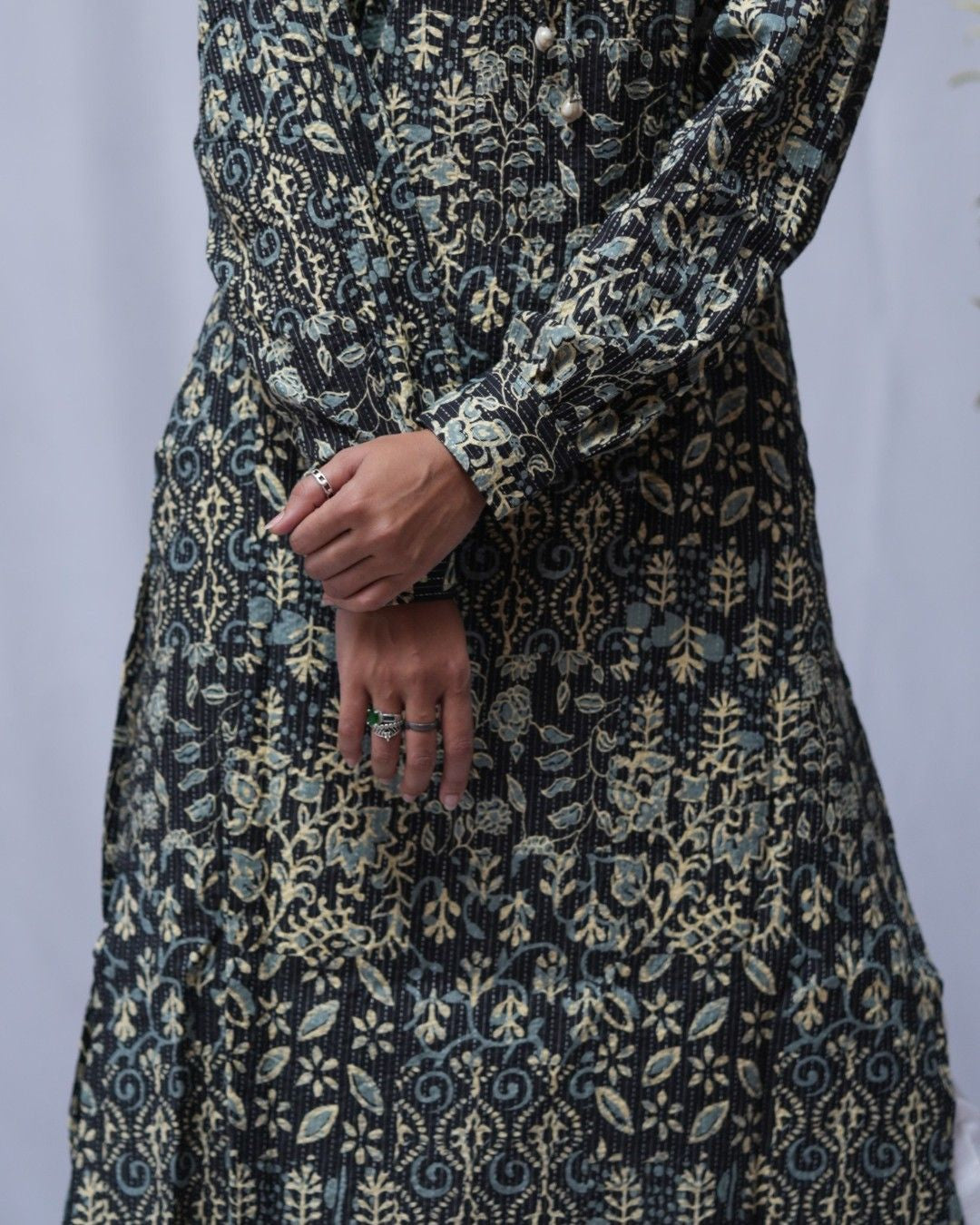 cotton black straight kurta     