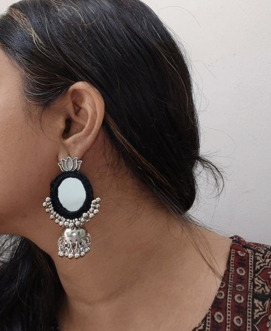black mirror work earrings     