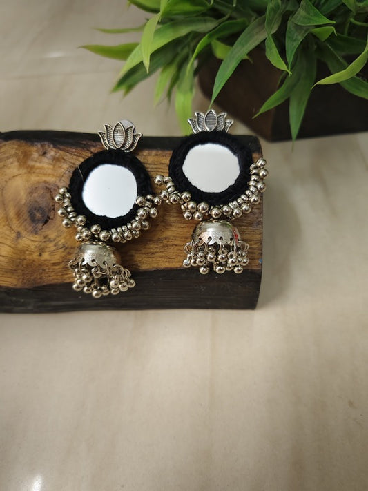 black mirror work earrings     