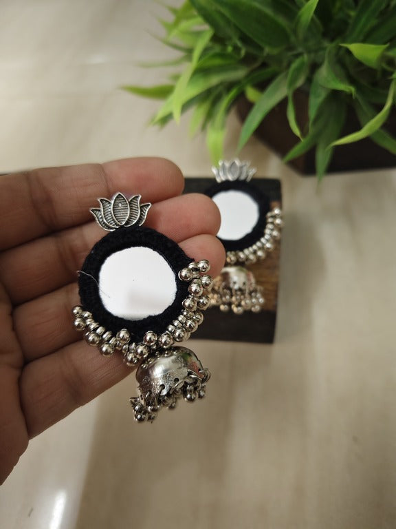 black mirror work earrings     