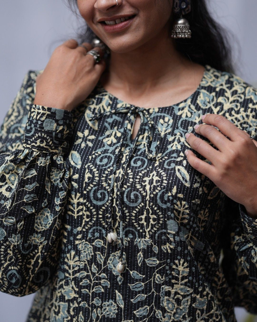 cotton black straight kurta     