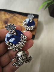 Iris Indigo Fabric Earrings