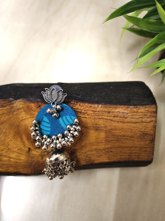 blue fabric earrings      